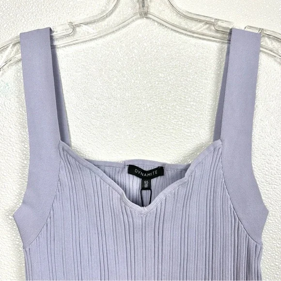 Ribbed Knit Cropped Tank Top Size L Dynamite | ’90s Minimalist City Chic Stretch - Picture 3 of 11